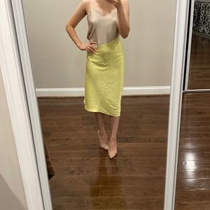 Express Satin Two Tone Colorblock Nude Yellow Shift Slip Dress